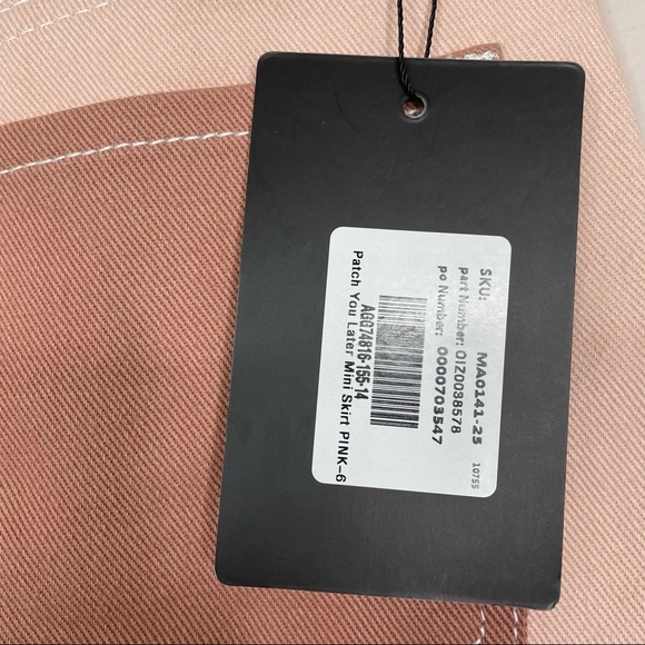 Nasty Gal Patch You Later Pink Rust Denim Mini Skirt Color Blocked Neutral NWT - Picture 6 of 9